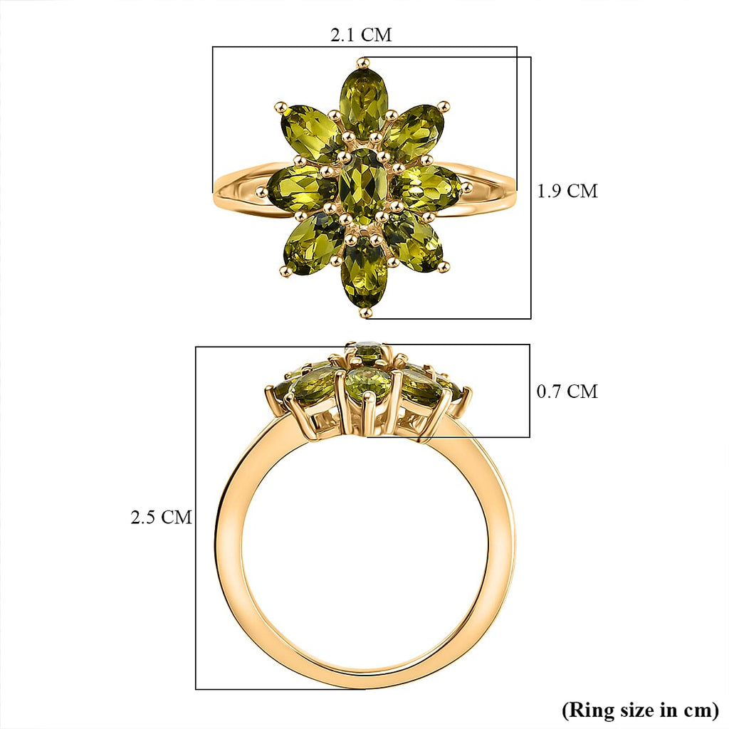 D'joy Peridot Bloom Ring in 18K Yellow Gold Plating Sterling Silver 2.07 Ct.