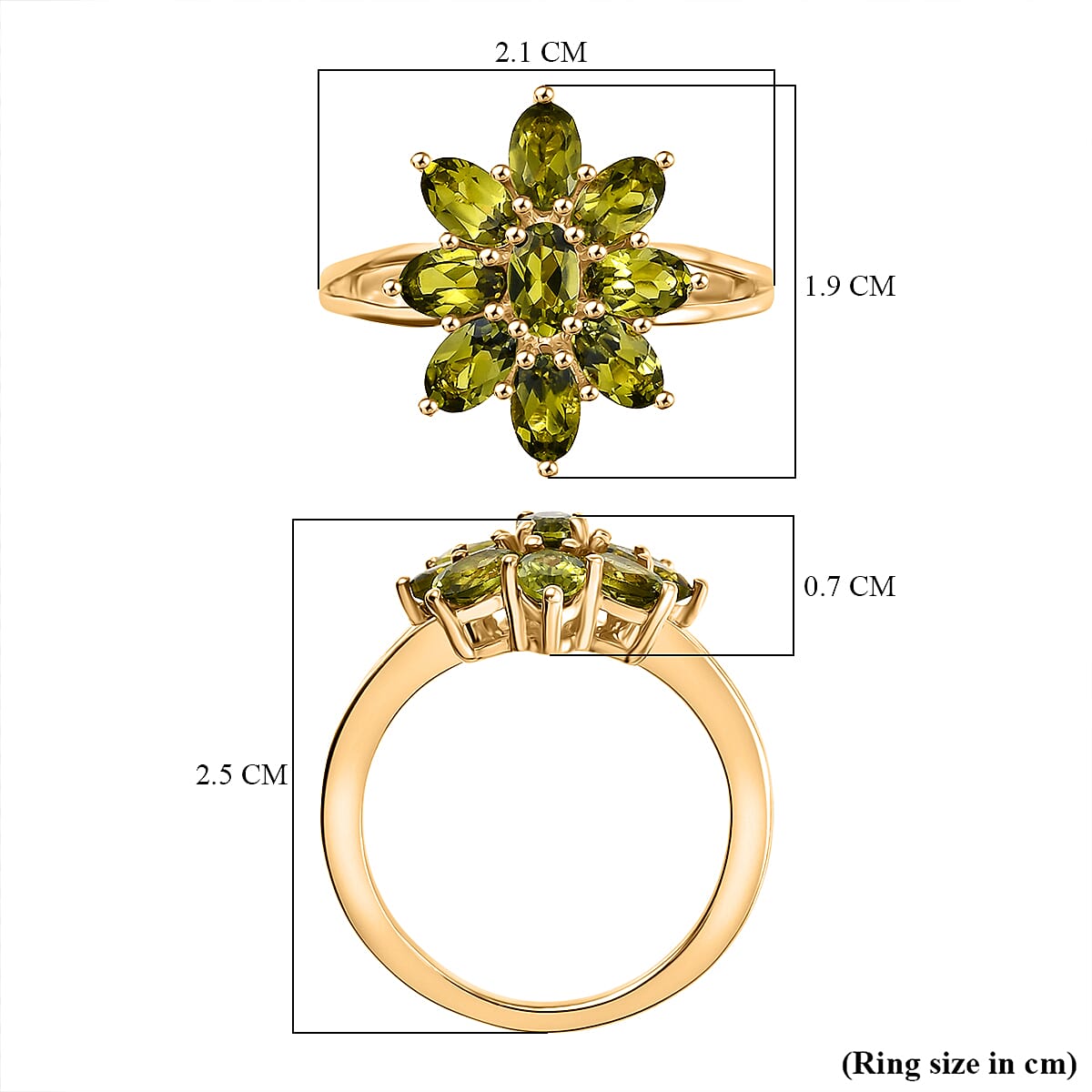D'joy Natural Hebei Peridot Bloom Ring in 18K Yellow Gold Plated Sterling Silver 2.07 Ct. 8232516 5