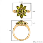 D'joy Peridot Bloom Ring in 18K Yellow Gold Plating Sterling Silver 2.07 Ct.