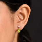 D'joy White Topaz & Natural Hebei Peridot Deco Earring with Push Back in Yellow Gold Plating Sterling Silver 3.15 Ct.