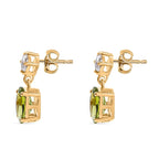 D'joy White Topaz & Natural Hebei Peridot Deco Earring with Push Back in Yellow Gold Plating Sterling Silver 3.15 Ct.