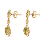 D'joy Natural Hebei Peridot & White Zircon Dangling Victorian Garden Twilight Earring with Push Back in Yellow Gold Plating Sterling Silver 2.46 Ct.