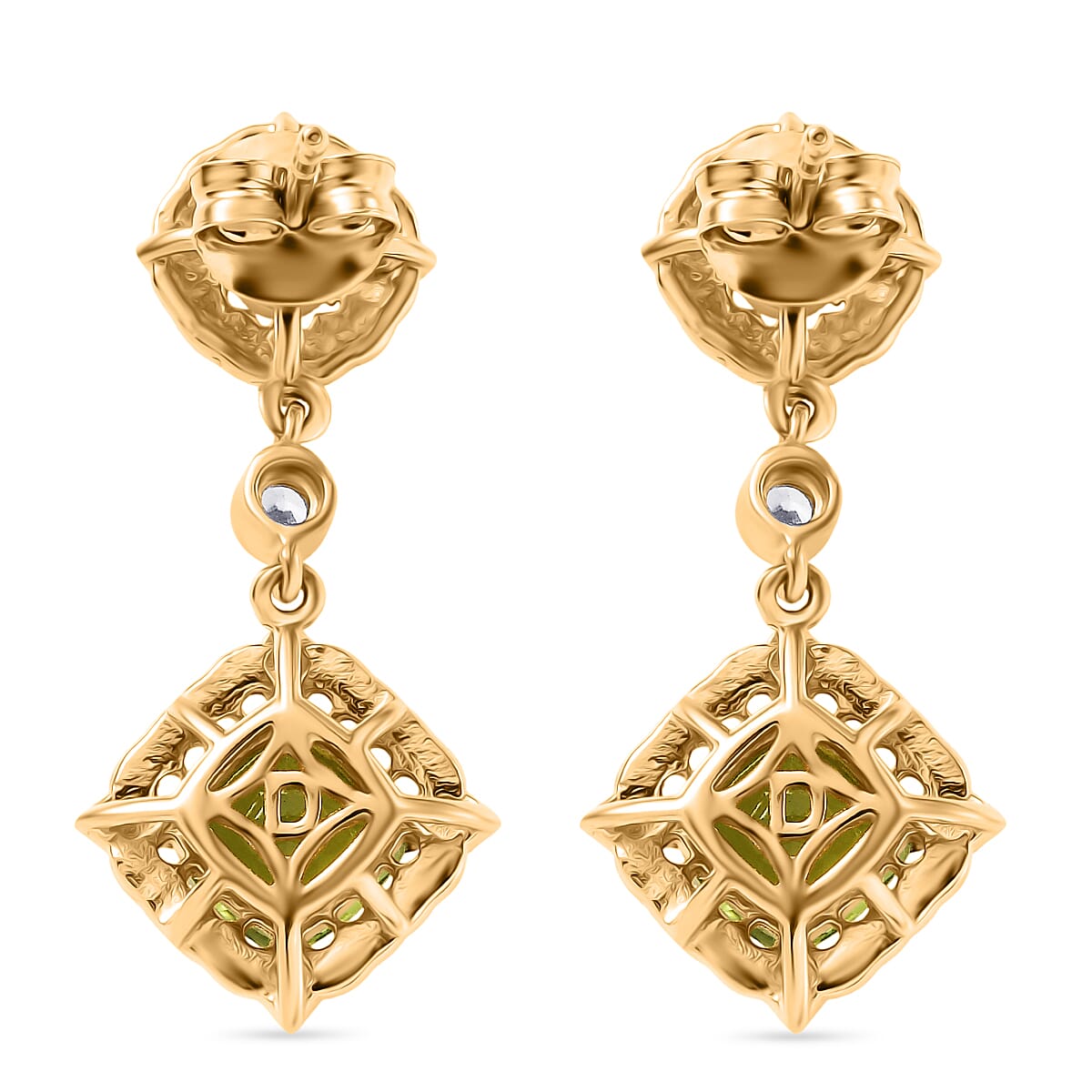 D'joy Natural Hebei Peridot, White Zircon Dangling Victorian Garden Twilight Earring in Yellow Gold Plated Sterling Silver 2.46 Ct. 8232783 5