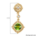 D'joy Natural Hebei Peridot & White Zircon Dangling Victorian Garden Twilight Earring with Push Back in Yellow Gold Plating Sterling Silver 2.46 Ct.