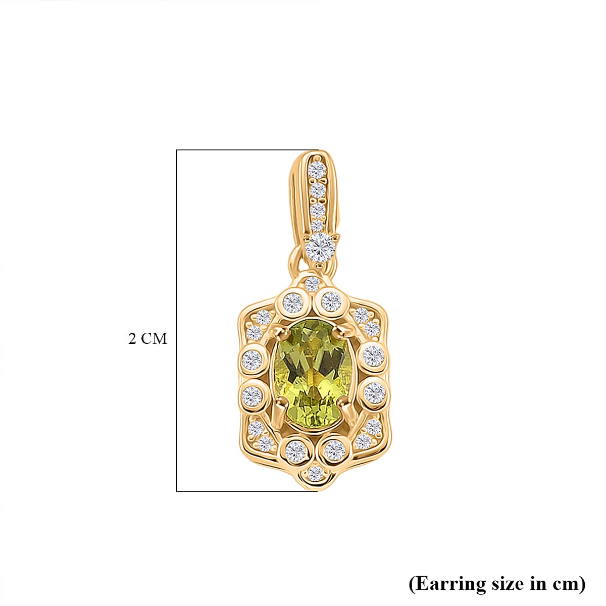 D'Joy Peridot &amp; White Zircon Earring with Push Back in Yellow Gold Plated Sterling Silver 1.89 Ct. 8309753 6