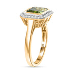 D'joy White Zircon & Deco Peridot Bloom Ring in 18K Yellow Gold Plating Sterling Silver 2.76 Ct.