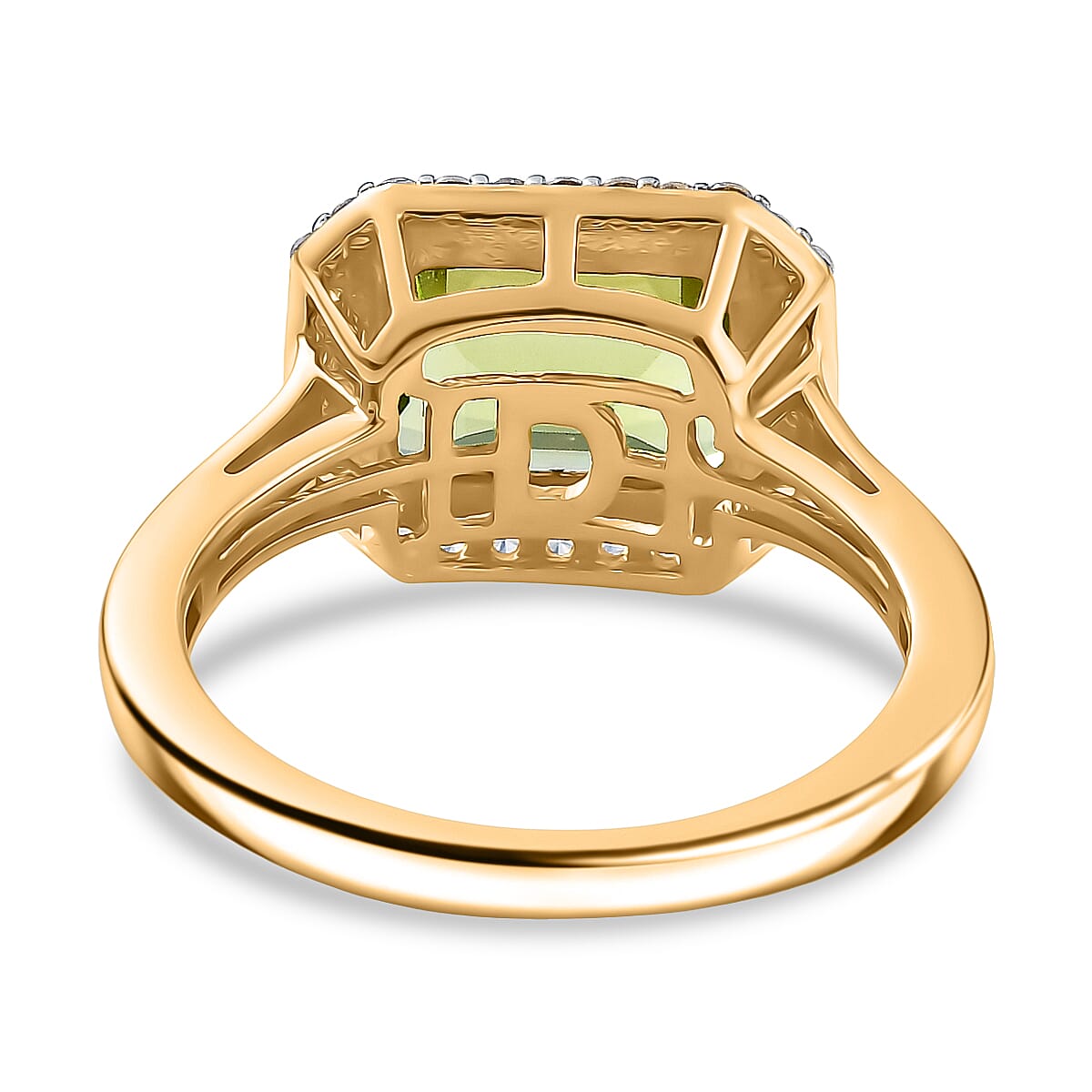 D'joy White Zircon and Natural Hebei Peridot Deco Ring in 18K Yellow Gold Plated Sterling Silver 2.76 Ct. 8232501 5
