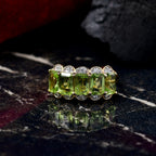 D'joy White Zircon & Peridot Garden Row Ring in Yellow Gold Plating Sterling Silver 3.61 Ct.