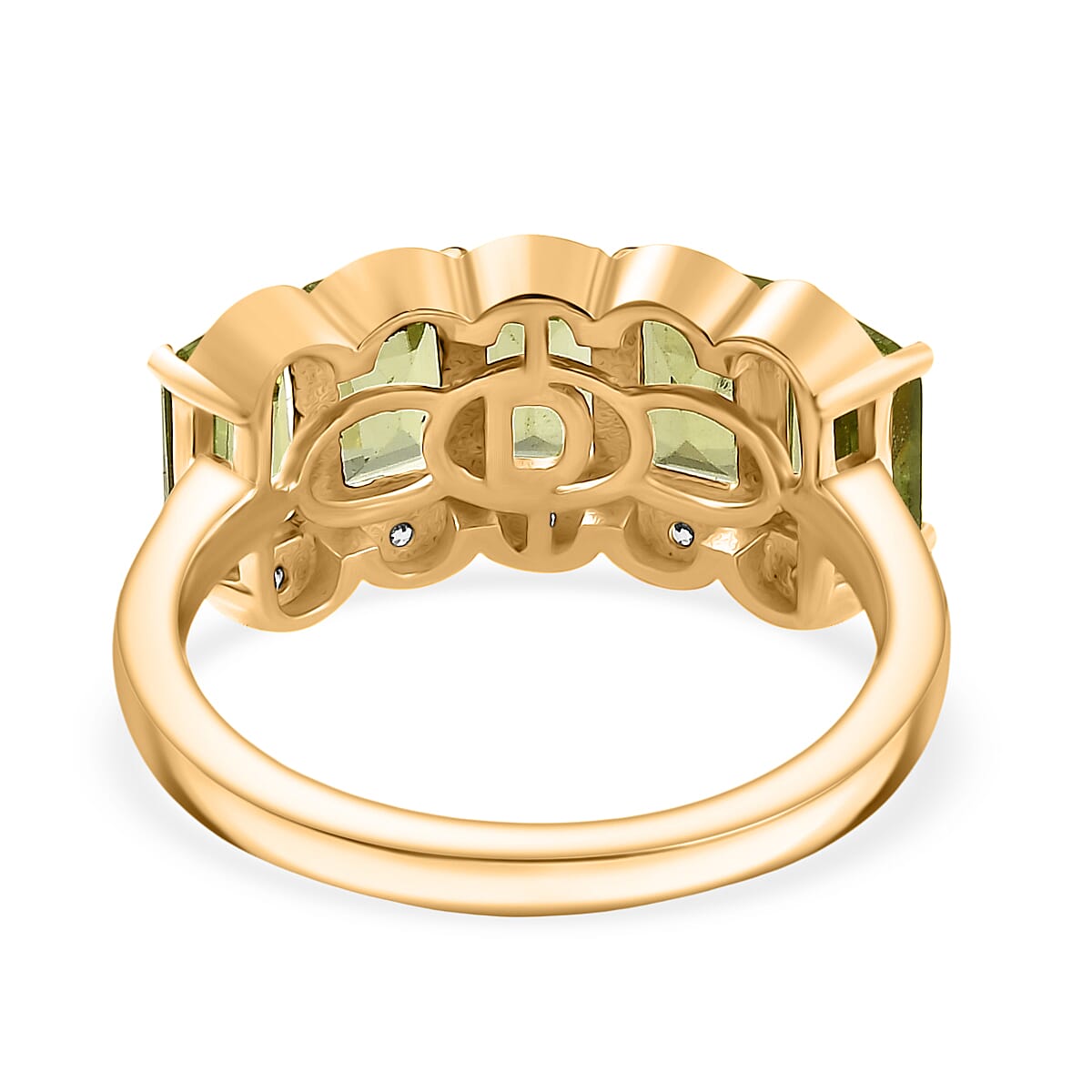 D'joy Natural Hebei Peridot, White Zircon Garden Row Ring in Yellow Gold Plated Sterling Silver 3.61 Ct. 8232703 4