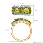 D'joy White Zircon & Peridot Garden Row Ring in Yellow Gold Plating Sterling Silver 3.61 Ct.