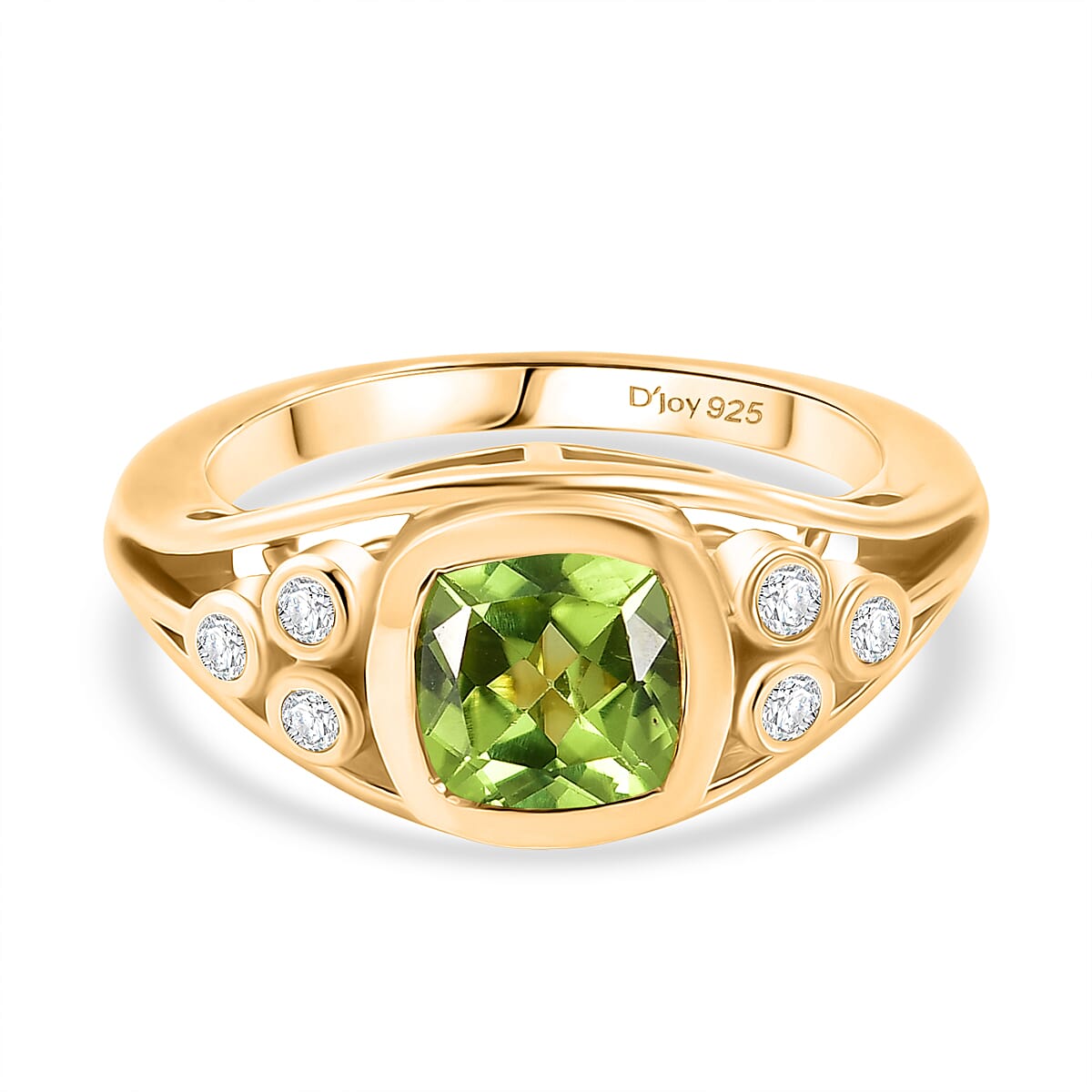 D'joy White Zircon, Natural Hebei Peridot Grove Ring in Yellow Gold Plated Sterling Silver 1.74 Ct. 8232733 0