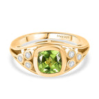 D'joy White Zircon & Peridot Grove Ring in Yellow Gold Plating Sterling Silver 1.74 Ct.
