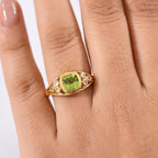 D'joy White Zircon & Peridot Grove Ring in Yellow Gold Plating Sterling Silver 1.74 Ct.