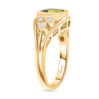 D'joy White Zircon & Peridot Grove Ring in Yellow Gold Plating Sterling Silver 1.74 Ct.