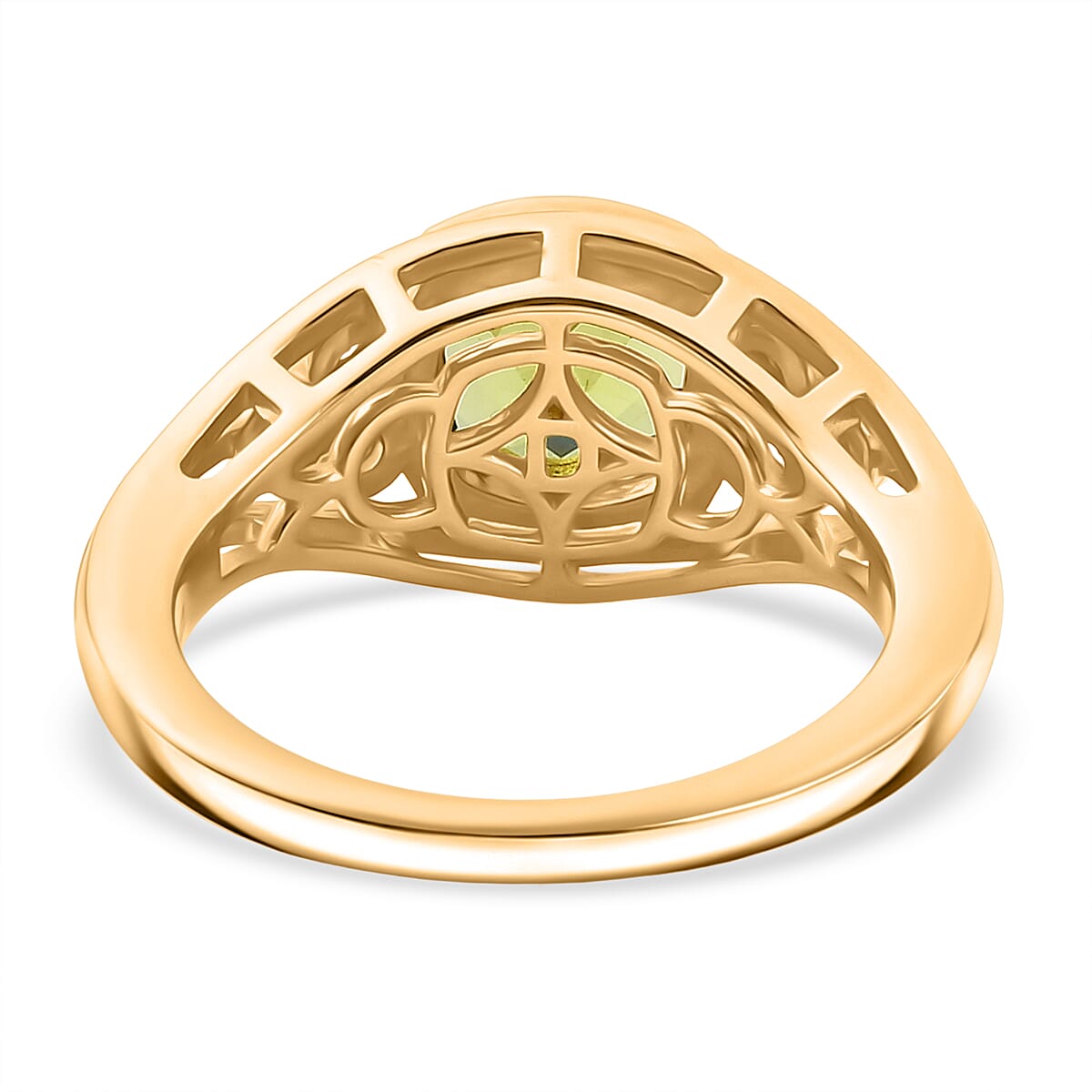 D'joy White Zircon, Natural Hebei Peridot Grove Ring in Yellow Gold Plated Sterling Silver 1.74 Ct. 8232733 4