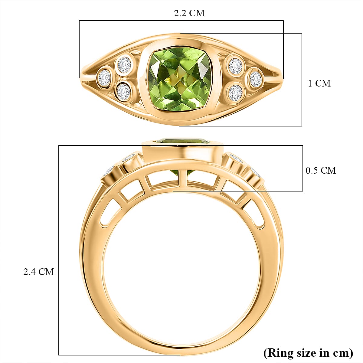 D'joy White Zircon, Natural Hebei Peridot Grove Ring in Yellow Gold Plated Sterling Silver 1.74 Ct. 8232733 5