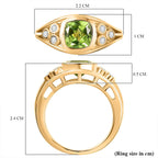 D'joy White Zircon & Peridot Grove Ring in Yellow Gold Plating Sterling Silver 1.74 Ct.