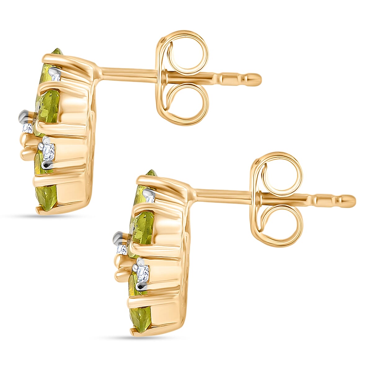 D'joy Natural Hebei Peridot &amp; White Zircon Solitaire Stud Push Post Meadow Bloom Earring in Yellow Gold Plating Sterling Silver 2.46 Ct. 8232679 4