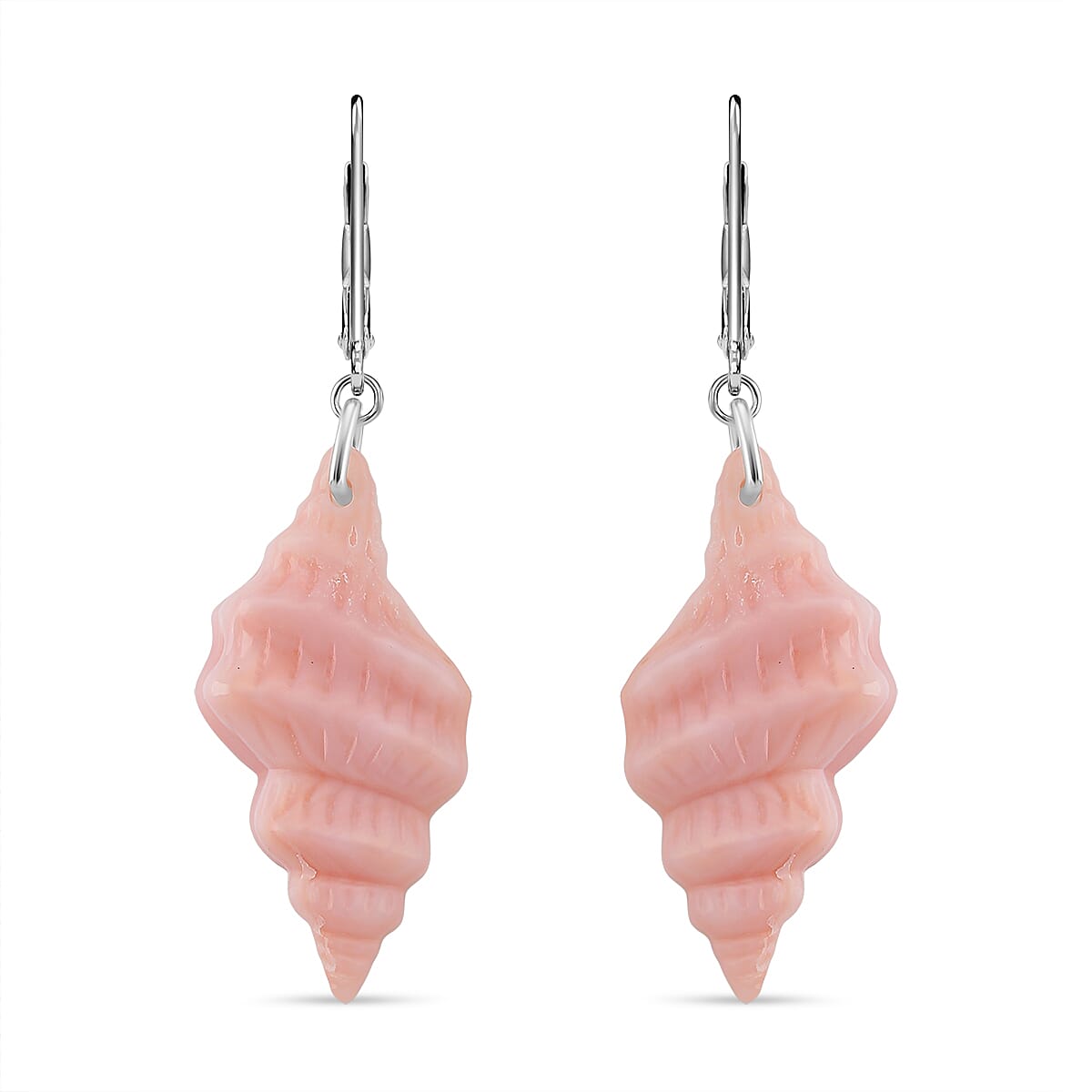 Queen Conch Shell Earring with Lever Back in Rhodium Overlay Sterling Silver 24.40 Ct. 8245090 0