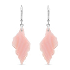 Queen Conch Shell Earring with Lever Back in Rhodium Overlay Sterling Silver 24.40 Ct.