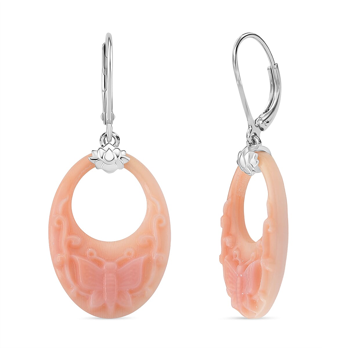Queen Conch Shell Earring with Lever Back in Rhodium Overlay Sterling Silver 17.61 Ct. 8245102 0
