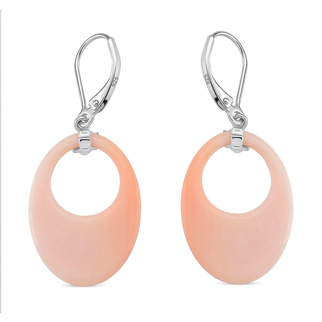 Queen Conch Shell Earring with Lever Back in Rhodium Overlay Sterling Silver 17.61 Ct.