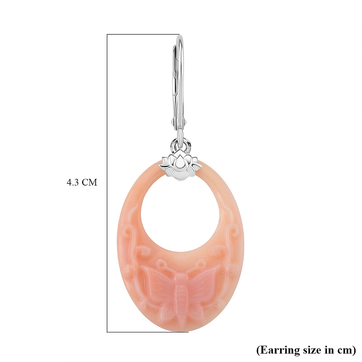 Queen Conch Shell Earring with Lever Back in Rhodium Overlay Sterling Silver 17.61 Ct. 8245102 5