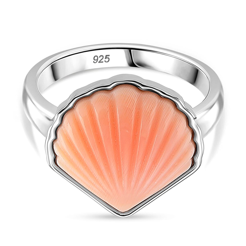 Queen Conch Shell Ring in Rhodium Overlay Sterling Silver 6.06 Ct.