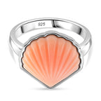 Queen Conch Shell Ring in Rhodium Overlay Sterling Silver 6.06 Ct.