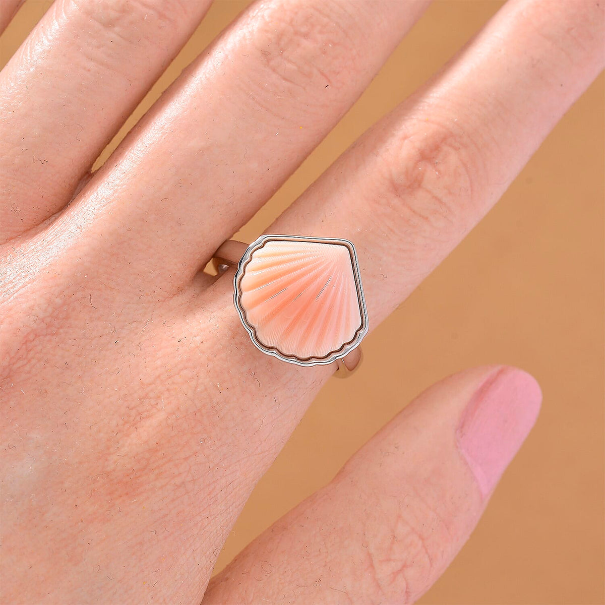 Queen Conch Shell Ring in Rhodium Overlay Sterling Silver 6.06 Ct. 8244895 2