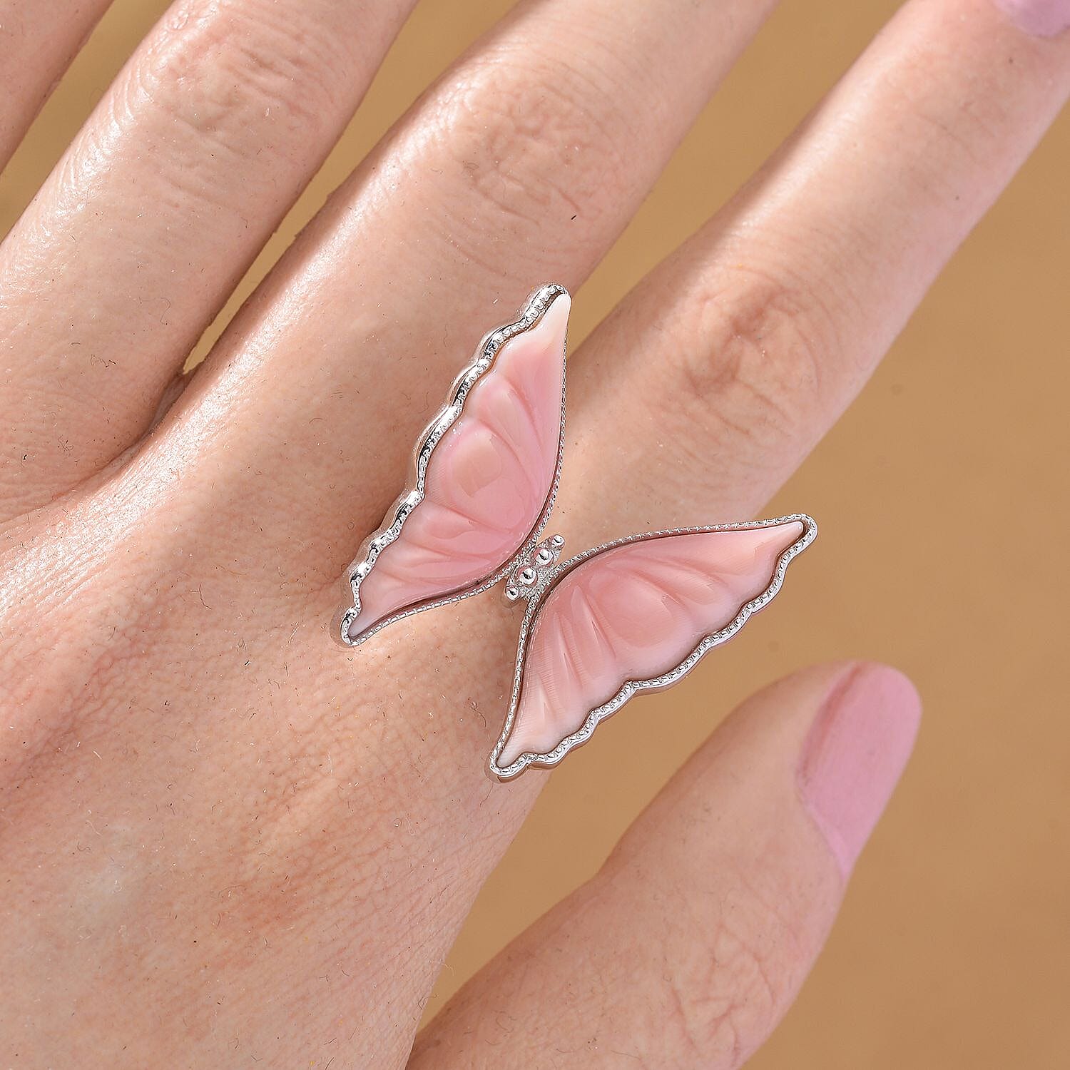 Queen Conch Shell Ring in Rhodium Overlay Sterling Silver 9.06 Ct, Silver Wt. 5.50 Gms. 8244936 2