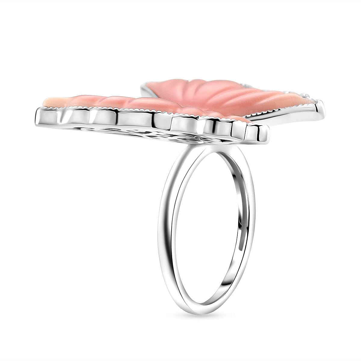 Queen Conch Shell Ring in Rhodium Overlay Sterling Silver 9.06 Ct, Silver Wt. 5.50 Gms. 8244936 3