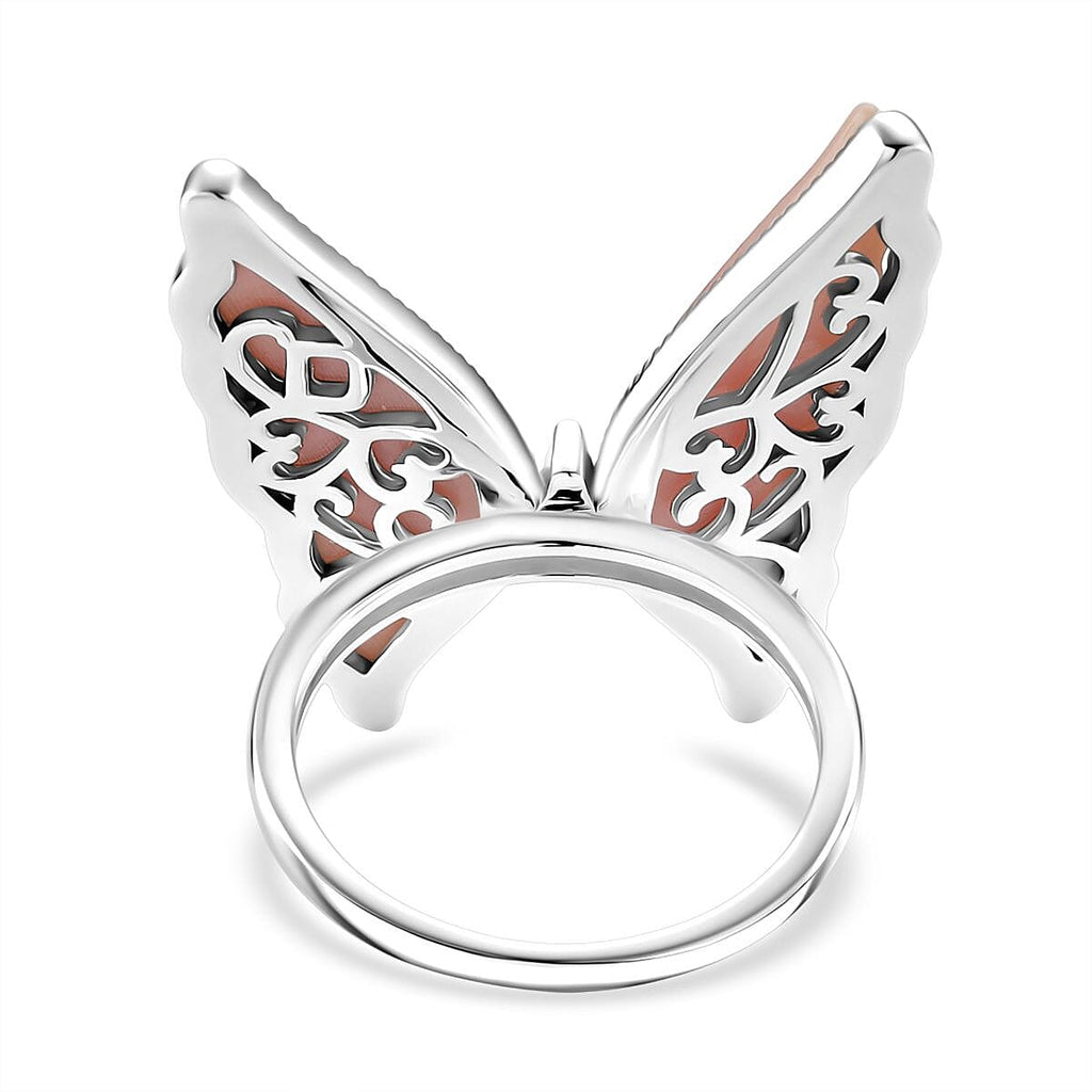 Queen Conch Shell Ring in Rhodium Overlay Sterling Silver 9.06 Ct, Silver Wt. 5.50 Gms.