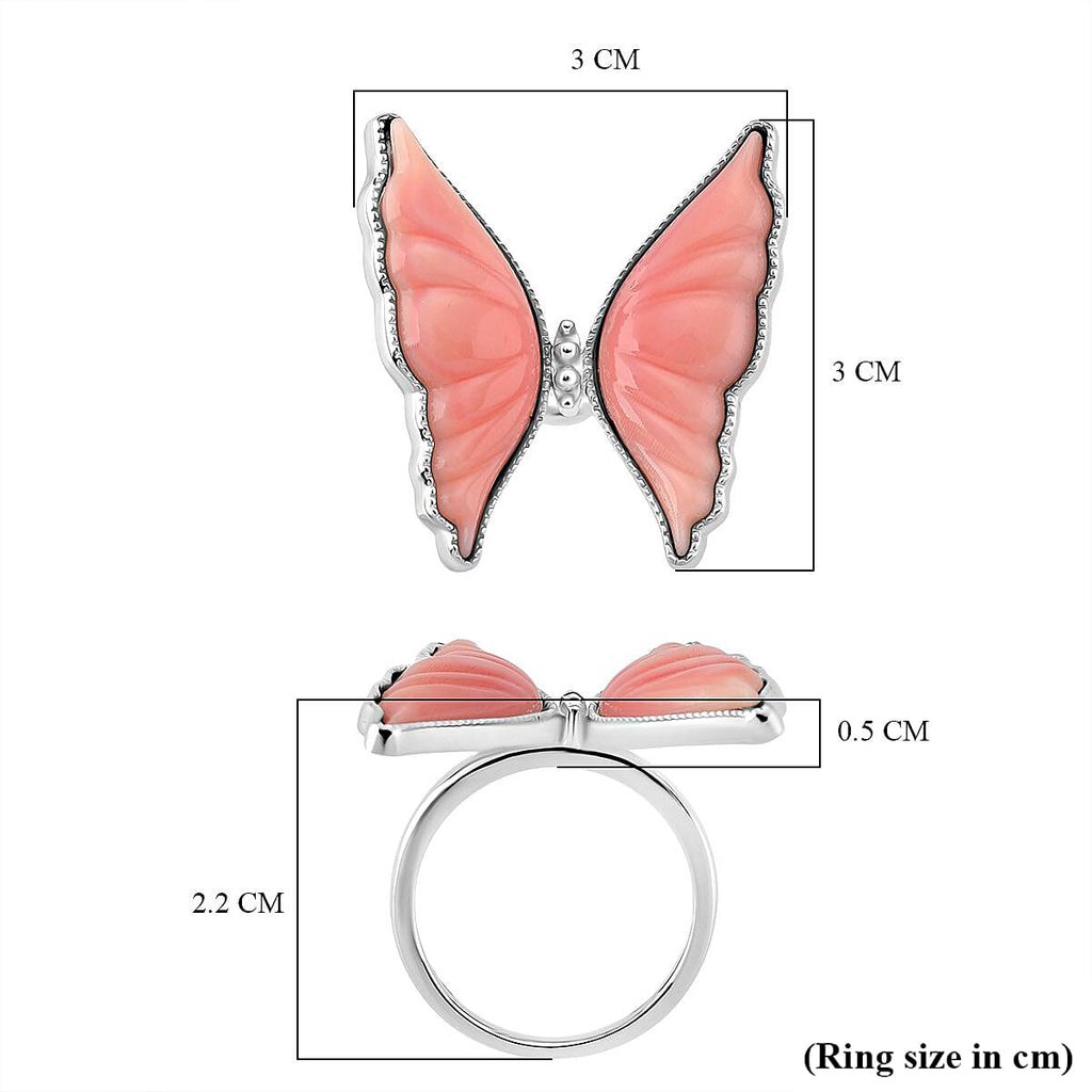 Queen Conch Shell Ring in Rhodium Overlay Sterling Silver 9.06 Ct, Silver Wt. 5.50 Gms.