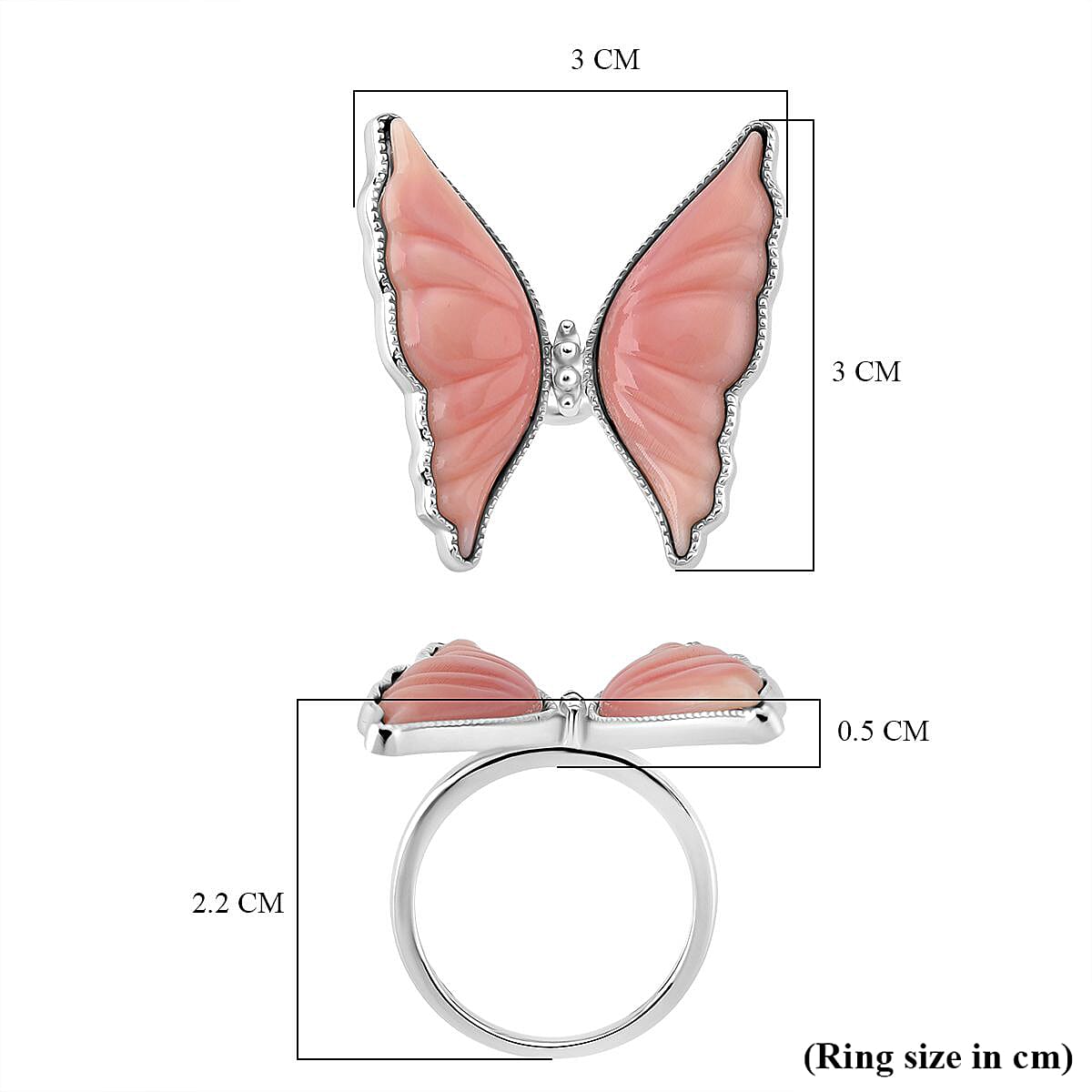 Queen Conch Shell Ring in Rhodium Overlay Sterling Silver 9.06 Ct, Silver Wt. 5.50 Gms. 8244936 5