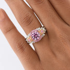 D'Joy Pink Moissanite, Pink Sapphire & Moissanite Ring in Rhodium Overlay Sterling Silver 2.13 Ct.