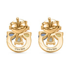 Rainbow Sapphire Earring with Push Back in Yellow Gold Plated Sterling Silver 1.90 Ct.