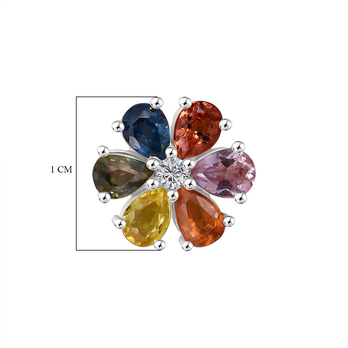 D'joy Multi Sapphire &amp; White Zircon Earring with Push Back in Rhodium Overlay Sterling Silver 2.39 Ct. 8257481 4
