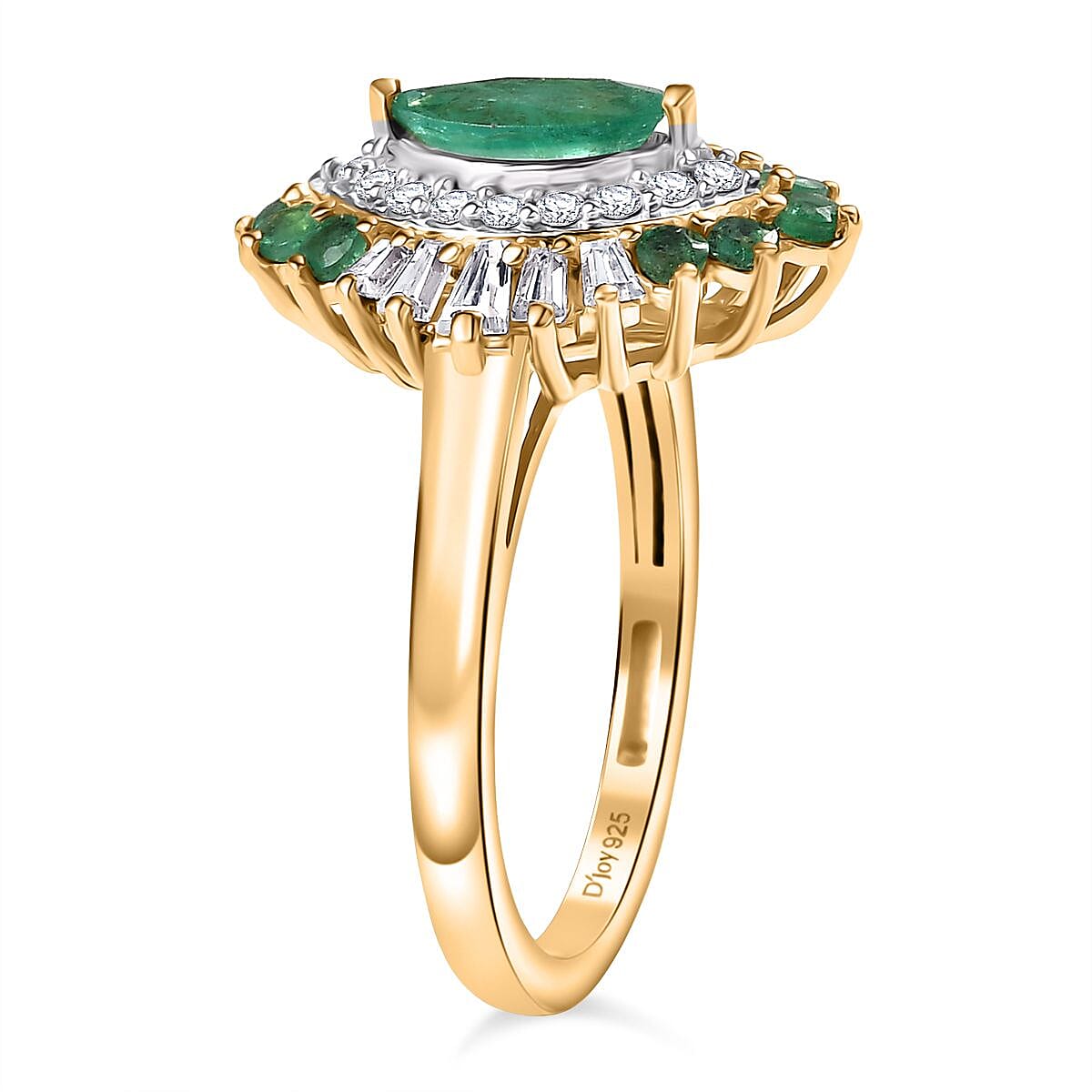 D'Joy Premium Emerald &amp; Moissanite in 18K Vermeil Yellow Gold Plated Sterling Silver 1.40 Ct. 8249706 4