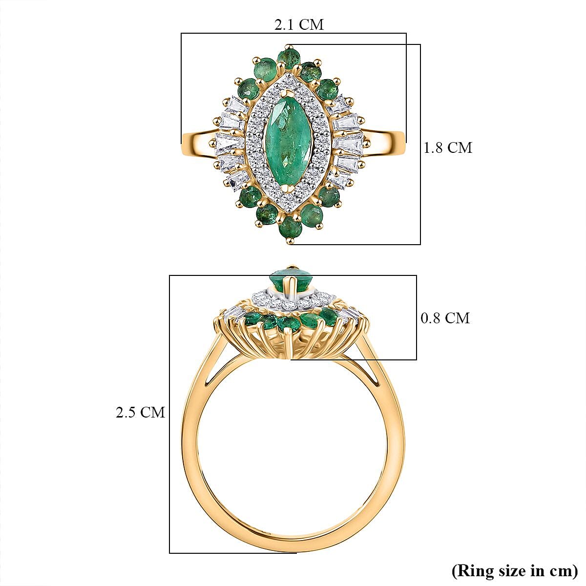 D'Joy Premium Emerald &amp; Moissanite in 18K Vermeil Yellow Gold Plated Sterling Silver 1.40 Ct. 8249706 6