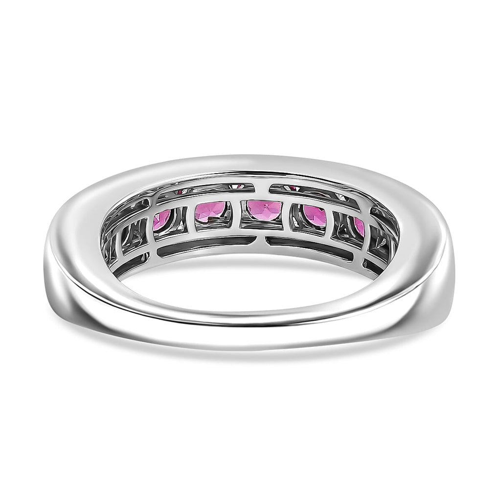 D'Joy - Radiant Ember Garnet Half Eternity Band Ring in Rhodium Overlay Sterling Silver 2.03 Ct.