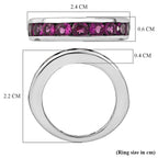 D'Joy - Radiant Ember Garnet Half Eternity Band Ring in Rhodium Overlay Sterling Silver 2.03 Ct.