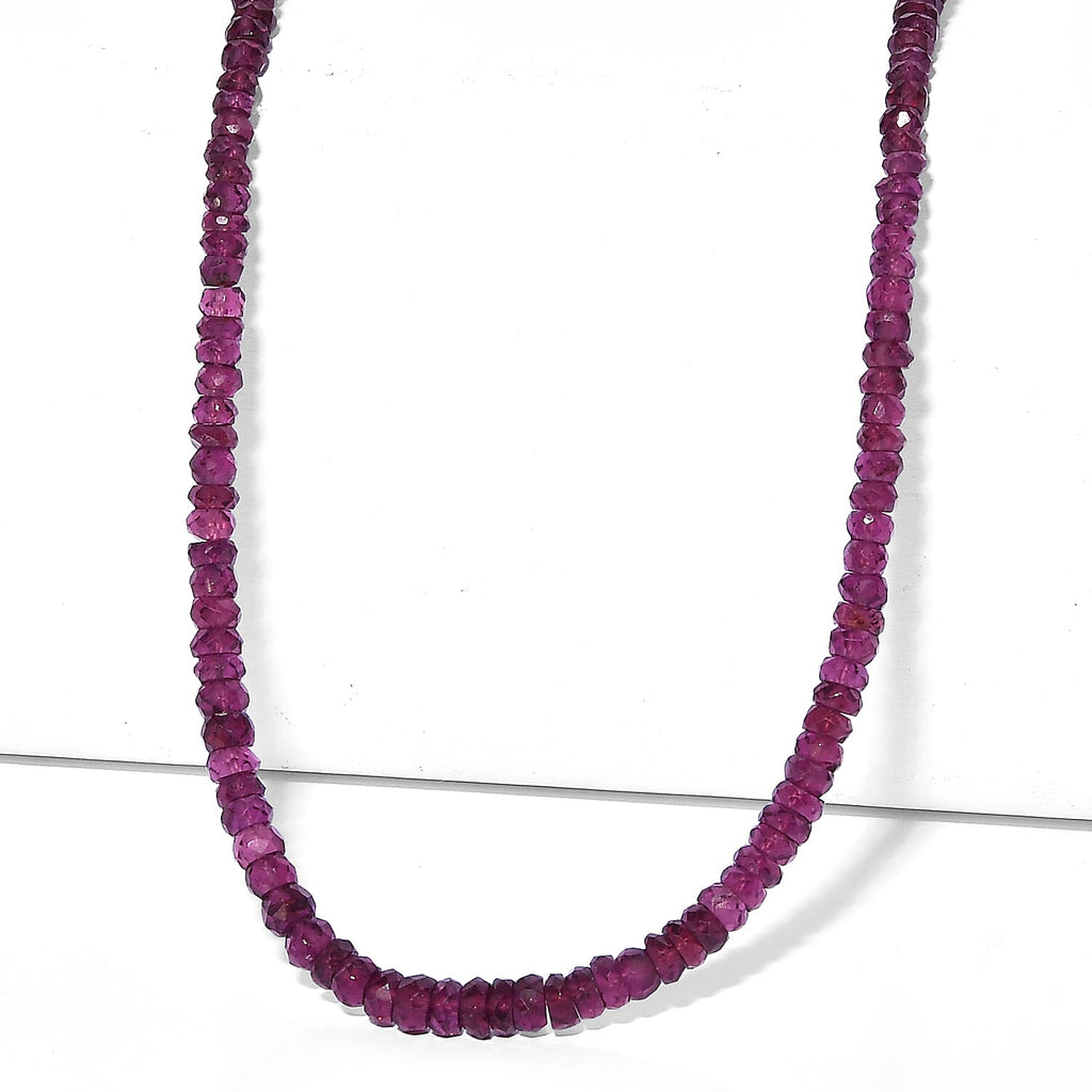 D'Joy - Natural Radiant Ember Garnet Necklace (Size - 18-2 Ext) in Rhodium Overlay Sterling Silver 70.00 Ct.