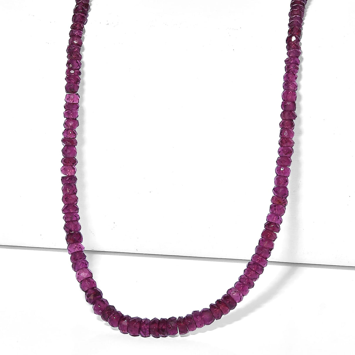 D'Joy - Natural Radiant Ember Garnet Necklace (Size - 18-2 Ext) in Rhodium Overlay Sterling Silver 70.00 Ct. 8551020 0