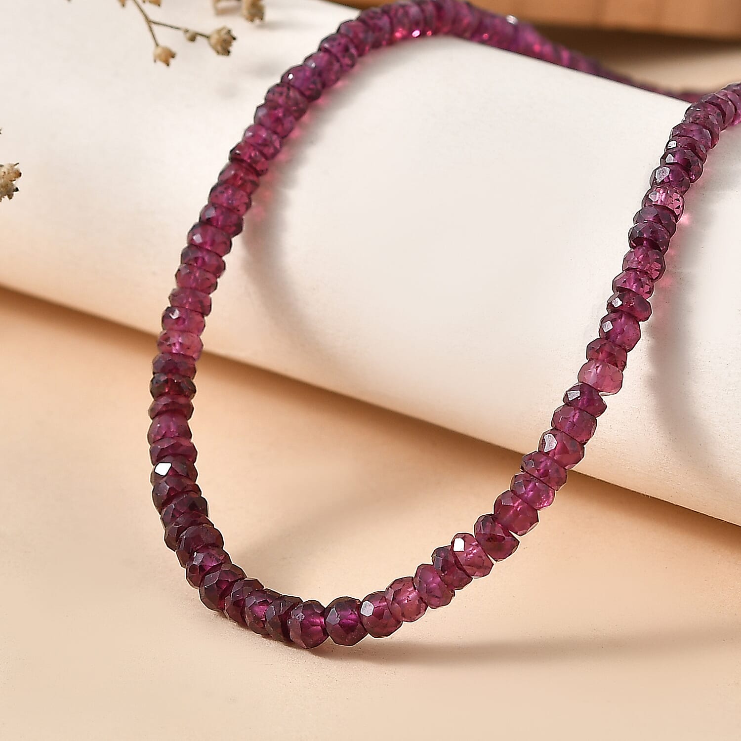 D'Joy - Natural Radiant Ember Garnet Necklace (Size - 18-2 Ext) in Rhodium Overlay Sterling Silver 70.00 Ct. 8551020 3
