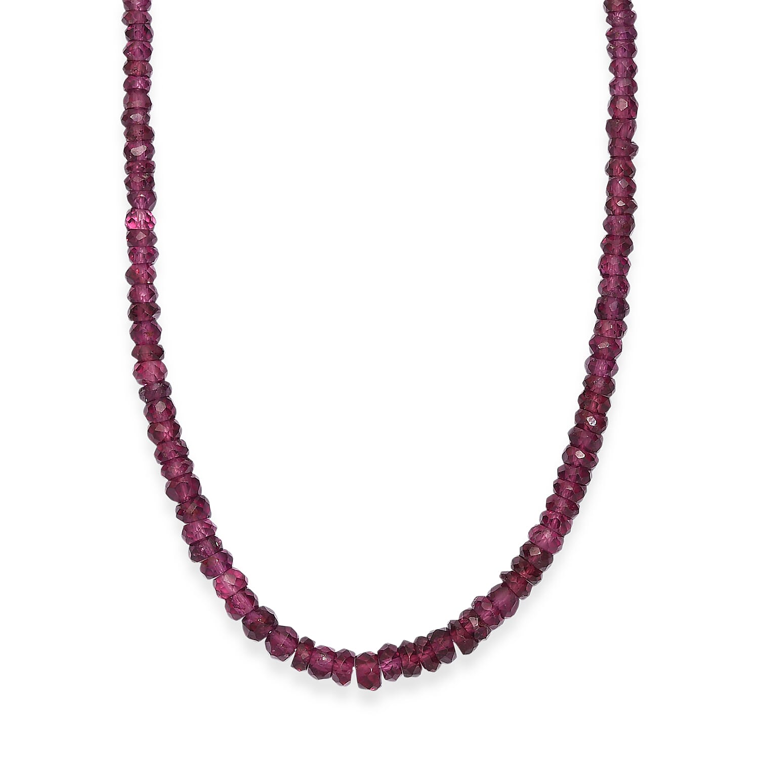 D'Joy - Natural Radiant Ember Garnet Necklace (Size - 18-2 Ext) in Rhodium Overlay Sterling Silver 70.00 Ct. 8551020 4