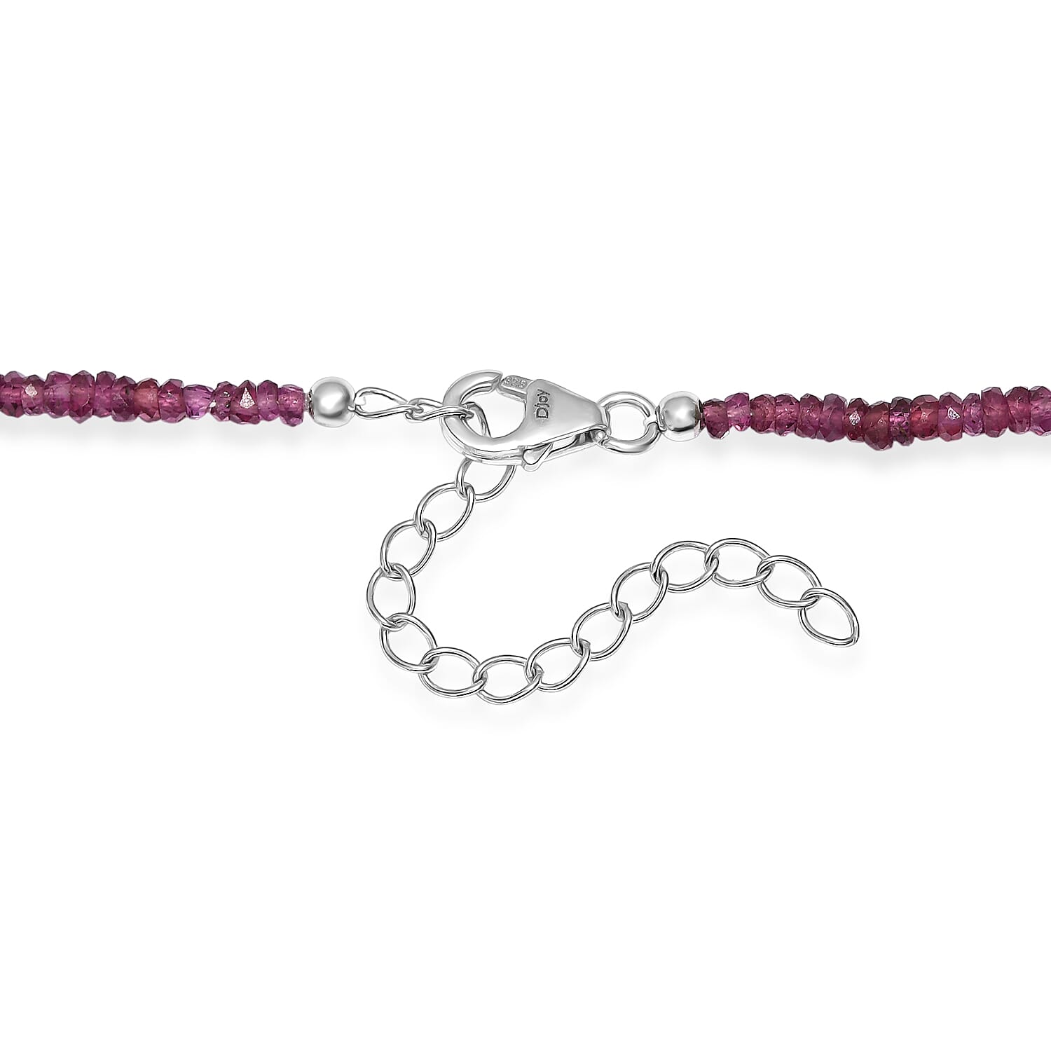 D'Joy - Natural Radiant Ember Garnet Necklace (Size - 18-2 Ext) in Rhodium Overlay Sterling Silver 70.00 Ct. 8551020 5