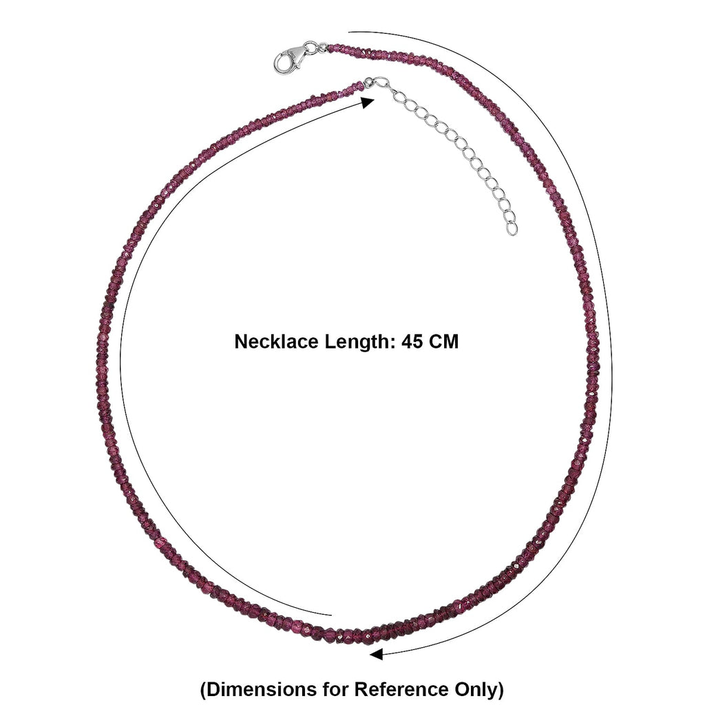 D'Joy - Natural Radiant Ember Garnet Necklace (Size - 18-2 Ext) in Rhodium Overlay Sterling Silver 70.00 Ct.