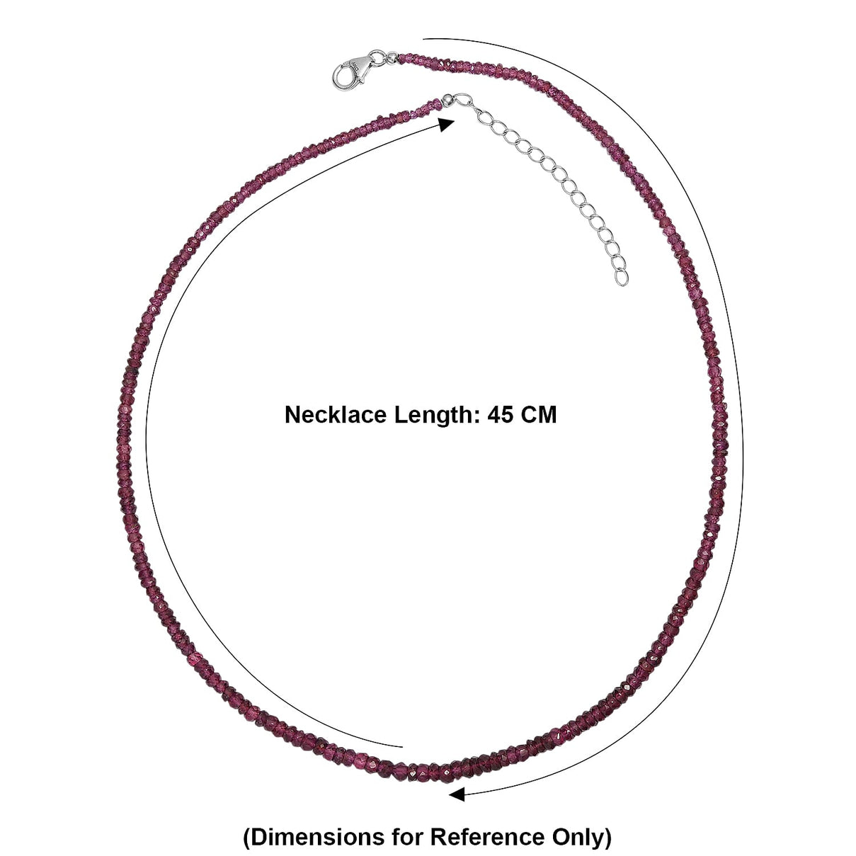 D'Joy - Natural Radiant Ember Garnet Necklace (Size - 18-2 Ext) in Rhodium Overlay Sterling Silver 70.00 Ct. 8551020 6