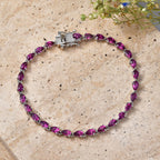 D'Joy - Radiant Ember Garnet Bracelet (Size - 8) with Lock Box in Rhodium Overlay Sterling Silver 8.70 Ct.